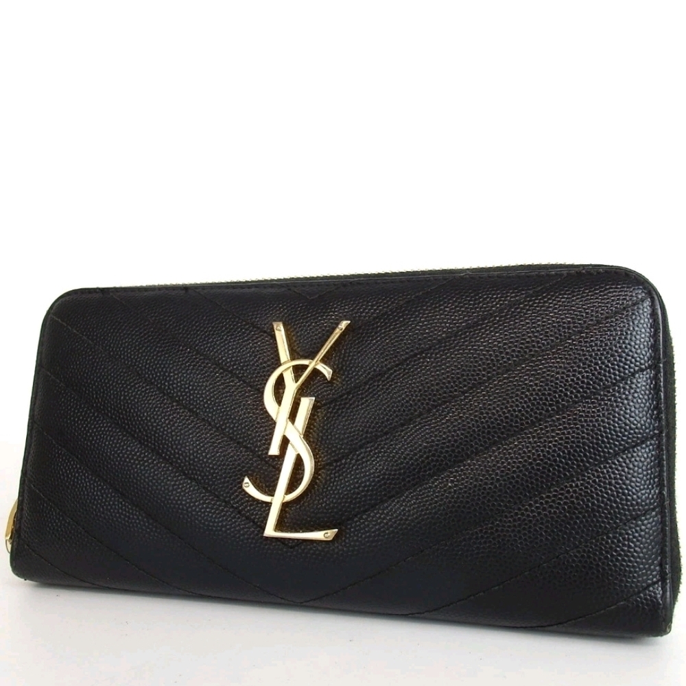 Authentic Saint Laurent Cassandra  long wallet leather